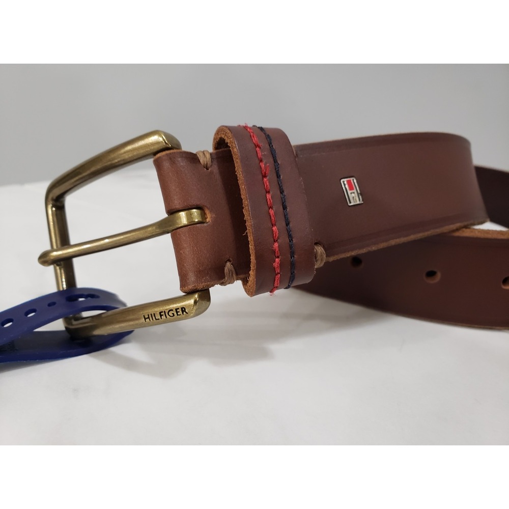 NEW XL - 42/ 44 Tommy Hilfiger Genuine Leather‎ Belt Solid Brown